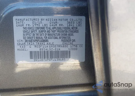 2015 Nissan Sentra Fe+ S/S/Sl/Sr/Sv from USA, damaged, VIN 3N1AB7AP0FL638685